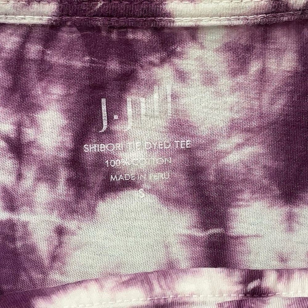 J.Jill Purple Shibori Tie Dye Cotton Tee Relaxed Fit Short Sleeve Size Small - Picture 4 of 6